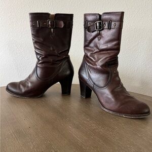 FRYE AND CO. Chocolate Leather Heeled Boots
